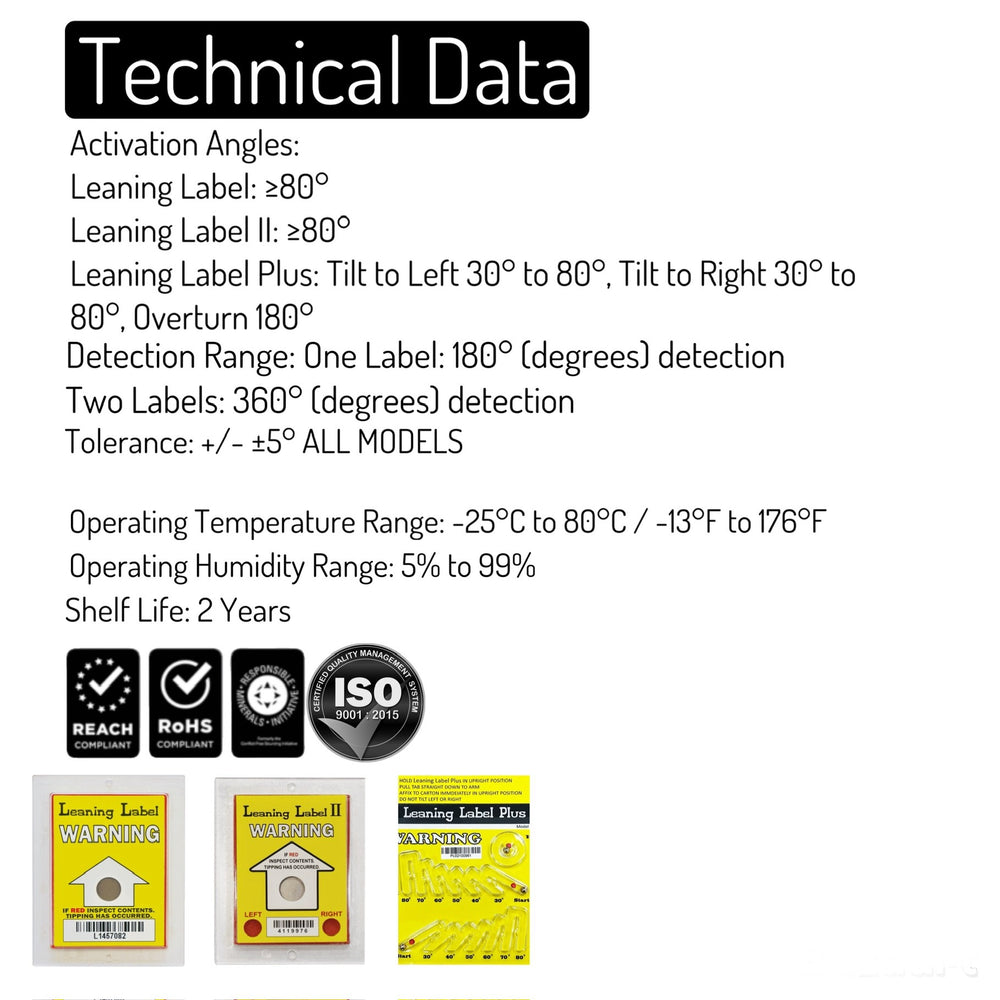 Tilt Indicator Product Specifications