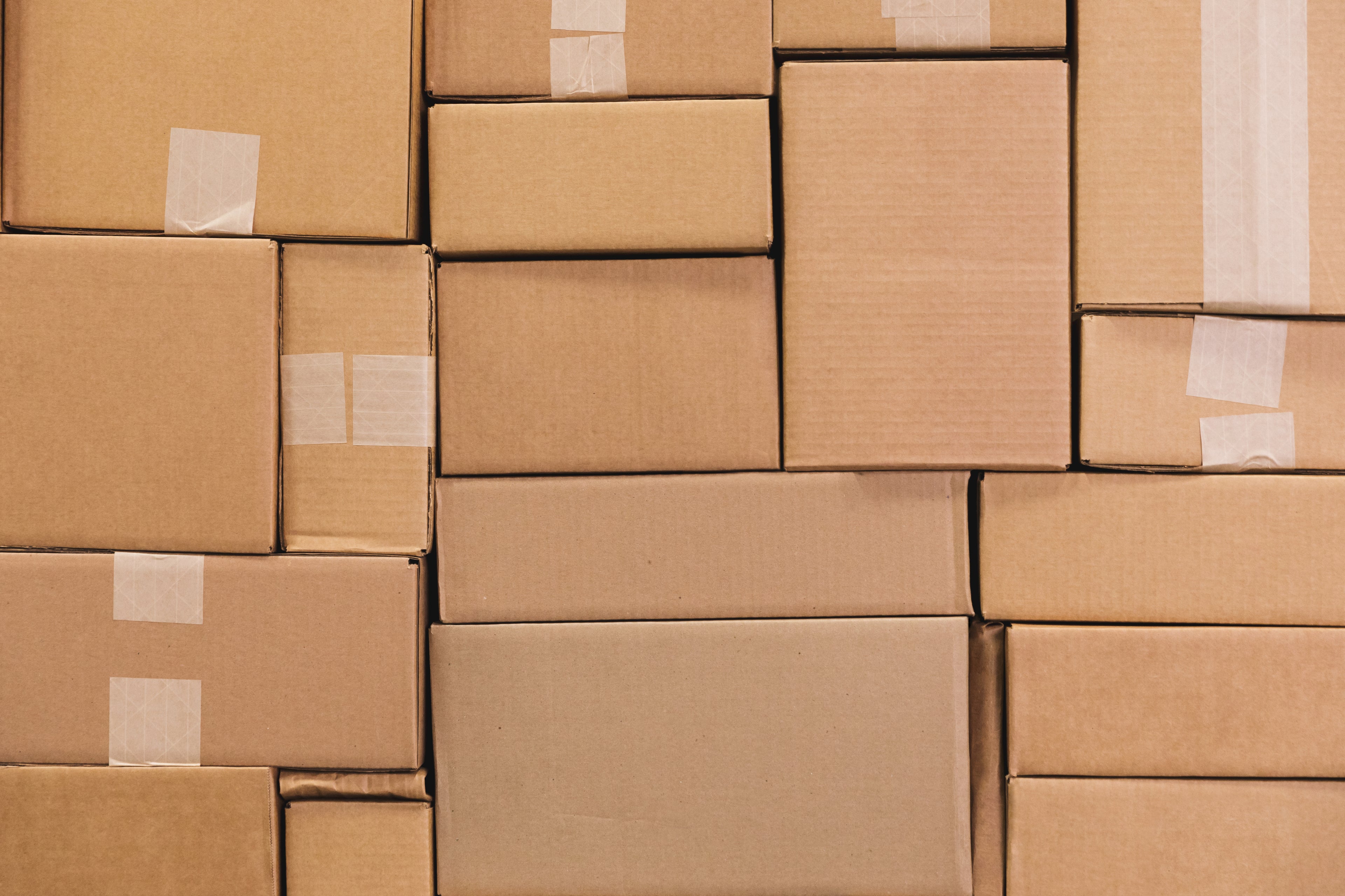 Picture of Parcels Stacked for Impact, Shock and Tilt Indicators